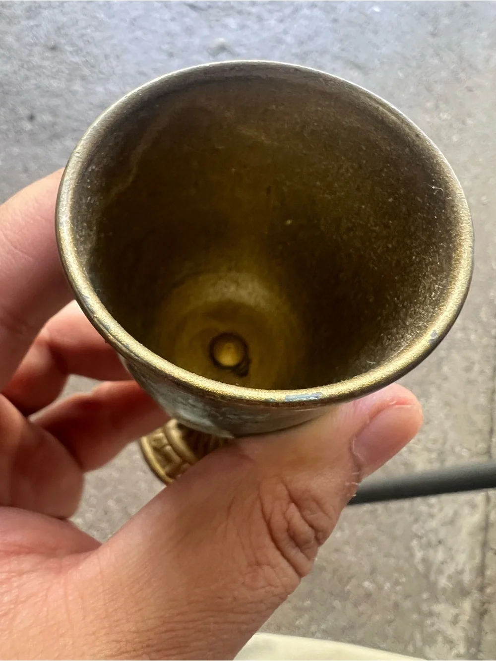 Vtg Hakuli Kiddush Cup Brass & Teal Enamel Chalice Goblet Made in Israel 4,5’’